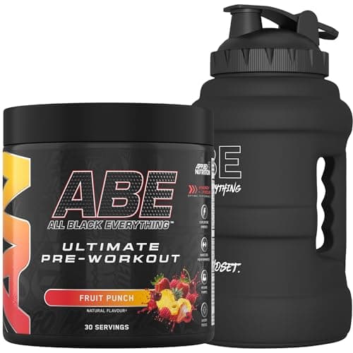 Image of Applied Nutrition Bundle ABE Pre Workout 375g + JUG 2.5 LT Matt Black | All Black Everything Pre Workout Powder, Energy & Physical Performance with Creatine, Beta Alanine (Fruit Punch)