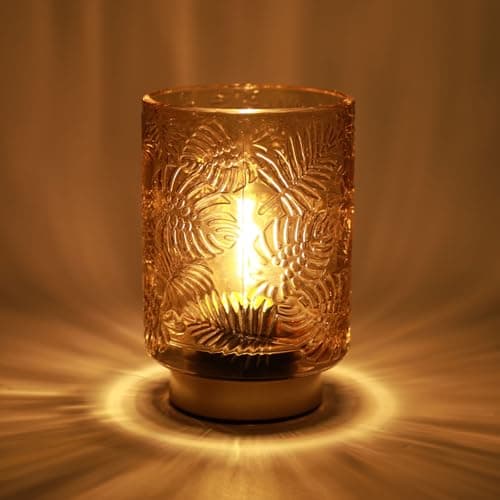 Image of Veyera Battery Operated Table Lamp, Cordless LED Glass Lamps Decorative Table Light with LED Bulb Small Battery Lamp Night Lighting for Living Room/Bedroom/Tabletop/Entryway (Brown)