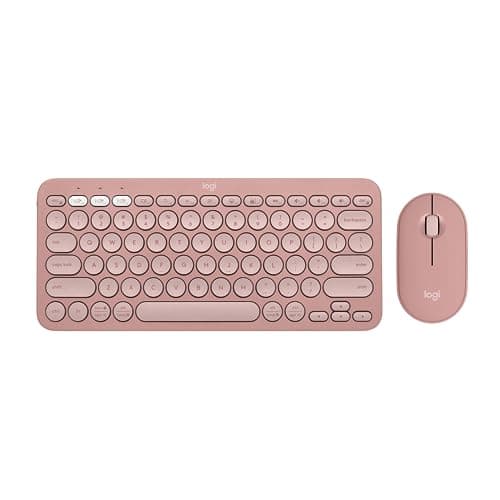 Image of Logitech Pebble Keys 2 K380s, Multi-Device Bluetooth Wireless Keyboard + Pebble Mouse 2 M350s Slim Bluetooth Wireless Mouse, QWERTY UK - Rose