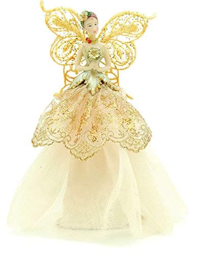Image of GISELA GRAHAM Christmas Tree Topper Fairy Angel Traditional with Gold Wings