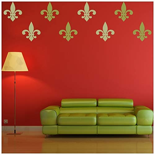 Image of azutura Fleur De Lis Tile Decorative Flower Wall Sticker Pack Black