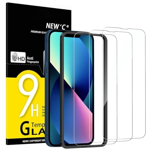 Image of NEW'C 3 Pack Designed for iPhone 14,iPhone 13,iPhone 13 Pro Screen Protector (6.1 inches),Enhanced Tempered Glass Protection with easy installation tool included,Case Friendly Ultra Resistant