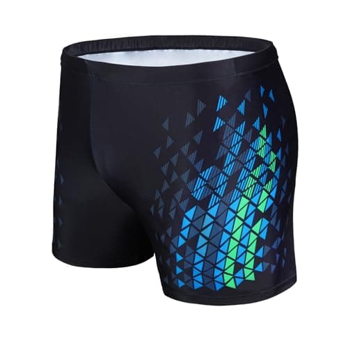 Image of AMZSPORT Swimming Trunks Men, Quick Dry Swim Shorts Beach Board Swimwear, BlackBlue L