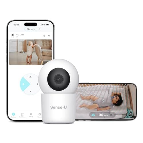 Image of Sense-U AI 2.5K PTZ Baby Camera Monitor with Sensor-Free Sleep Movement Detection, Smart Security Video Camera with Background Audio, Sound Detection, No Monthly Fee, for Peace of Mind