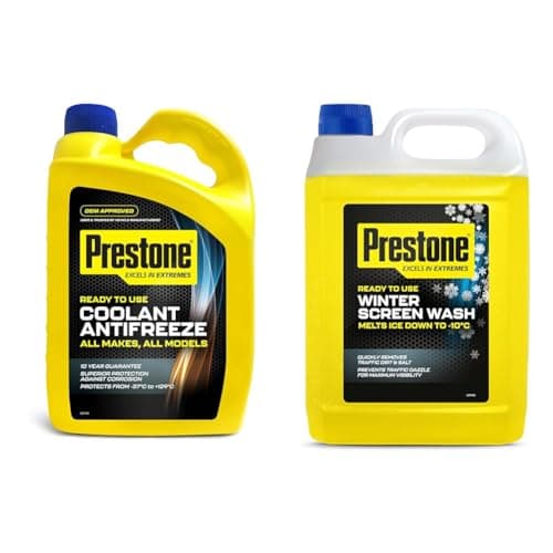 Image of Prestone PAFR0038B Coolant Antifreeze for All Vehicles 10-year 300,000 miles Corrosion Protection, Ready to Use, 4 Litre & PSCW0029A Winter Screenwash, 5 Litre