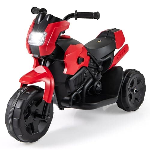 Image of GYMAX Kids Electric Motorbike, 6V Ride on Motorcycle with Headlight, 3 Wheels Children Motor Bike for 3 Years Old+ Boys Girls (Red)