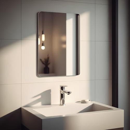 Image of Harbour Housewares Self Adhesive Wall Mirror - 30 x 40cm - 1x Rectangular Wall Mounted Frameless Stick On Vanity Mirror Tiles for Bathroom Shower Toilet Bedroom Living Room Hallway Gym Adhesive Tiles