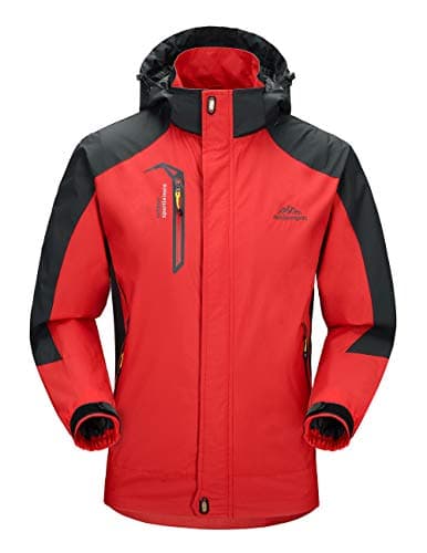 Image of YSENTO Men's Waterproof Lightweight Softshell Outdoor Jacket Windproof Mountain Rain Coat with Hood(red,M)