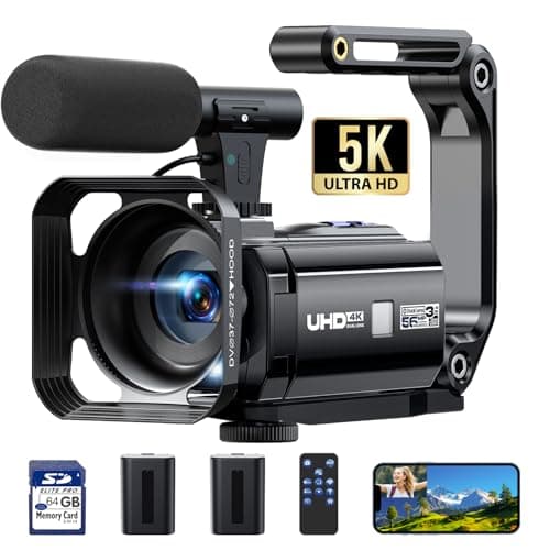 Image of Camcorder Video Camera 5K, 56MP Youtube Vlogging Camera, 3" 270° Rotatable Touchscreen WiFi Cam corder, 16X Digital Zoom, Night Vision Camcorder with 64GB SD Card, 2 Batteries, Remote Control, Tripod
