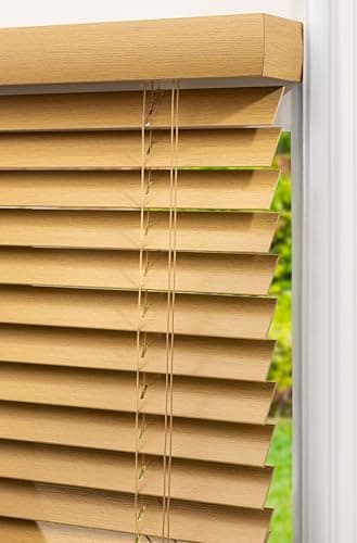 Image of Lister Cartwright Woodgrain Fauxwood Venetian Blinds for Windows 50mm – Trimmable, Easy Fit Curtains, Child Safe – Durable Home & Office Blind(Oak, 60 W x 160 H cm)