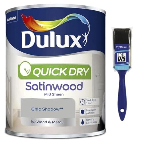Image of Chic Shadow Quick Dry Satinwood Paint 750ml | Interior Wood and Metal Paint | Durable Mid Sheen Finish | Fast Drying Trim Paint for Doors Skirting Boards Cupboards and Furniture