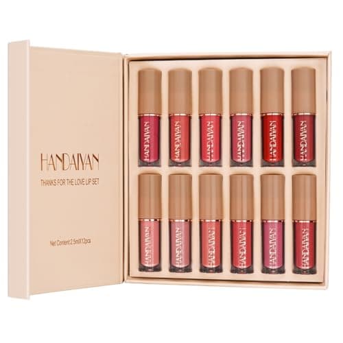Image of 12 Colors Nude Liquid Lipstick Makeup Set Velvet Matte Long-Lasting Waterproof Non-Stick Cup Not Fade Pink Lip Gloss Red Lipstick Makeup Set Gift Kit For Women (Set B)