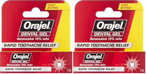 Image of Orajel Dental Gel for Rapid Toothpain Relief - Benzocaine 10% w/w, Fast-Acting Dental Pain Relief Formula, 5.3g (Pack of 2)