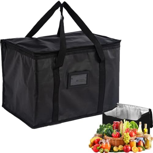 Image of Cool Bag, 30L Large Cooler Bag Insulated Cooler Bag Box Reusable Foldable Cool Box Reinforced Handle Thermal Food Delivery Bag for Camping BBQ Shopping Black