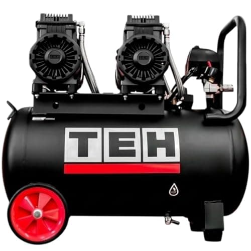 Image of TEH 50L Oil-Free Air Compressor, Twin Motor 4HP 3000W, Low Noise Electric Compressor, 240 L/min (8.5 CFM) FAD, 8 Bar 116 PSI, Portable for Framing Nailers, Spray Guns & Air Tools