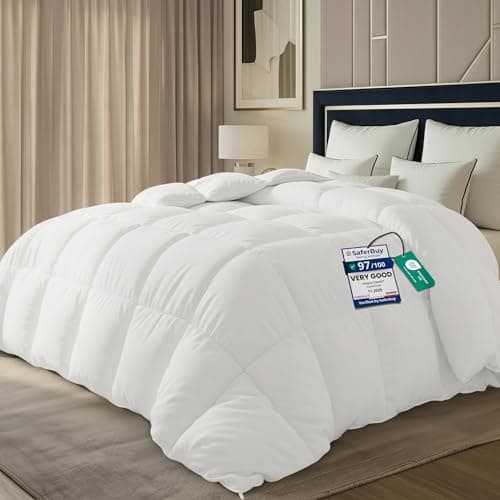 Image of Utopia Bedding Duvet,10.5 Tog coverless Duvet with Corner Tabs, Box Stitched Quilt (King, White)