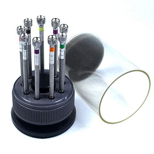 Image of LLF 9pcs Precision Flat Blade Slotted Screwdriver Set for Watchmakers, Includes 7 Sizes Flat Screwdrivers and 2 Sizes Slotted Screwdrivers