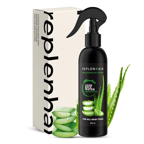Image of Replenhair Rice Water Aloe Vera Hair Growth Spray – Leave-In Conditioner for Thicker, Longer Hair – Reduces Hair Fall – 12H Hydration, 100% Natural & Organic Hydrating Mist - 250ml