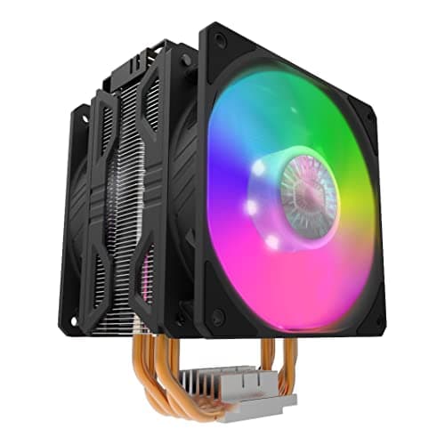 Image of Cooler Master Hyper 212 LED Turbo CPU Air Cooler - Jet Black Aluminium Finish, 4 Direct Contact Heat Pipes with Fins, Dual SickleFlow 120 ARGB Fans, ARGB LED Controller