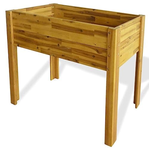 Image of vidaXL Raised Garden Bed – Solid Acacia Wood Planter, Easy Assembly, Rustic Design for Outdoor Garden and Yard, Weather-Resistant, Versatile Plant Growth, DIY Gardening Solution