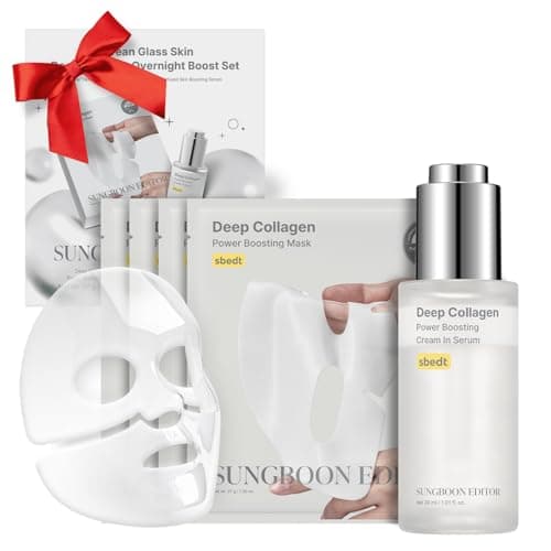 Image of SUNGBOON EDITOR Deep Collagen Boost Set | Collagen Face Mask & Serum for Face, Real Collagen 2,160,000 ppb, Volufilin, Glass Skin, Skin Elasticity, Volumizing, Korean Skin Care, 37 g x