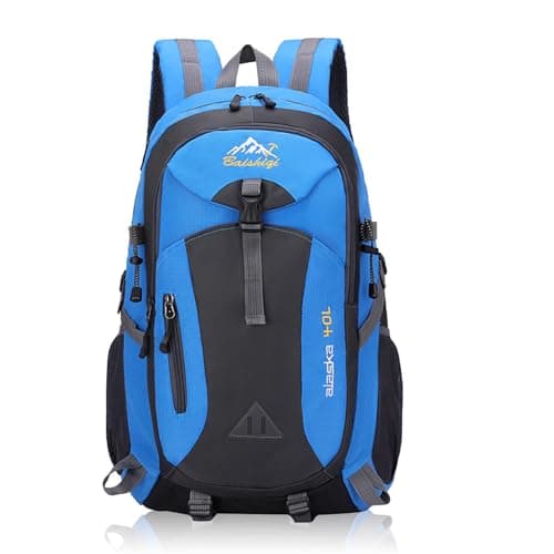 Image of Auirshiky 40L Hiking Backpack Walking Rucksack Water Resistant Hiking Daypack Packable Travel Outdoor Sport Knapsack Durable Water Resistant for Camping Cycling Climbing Walking Mountaineer (Blue)
