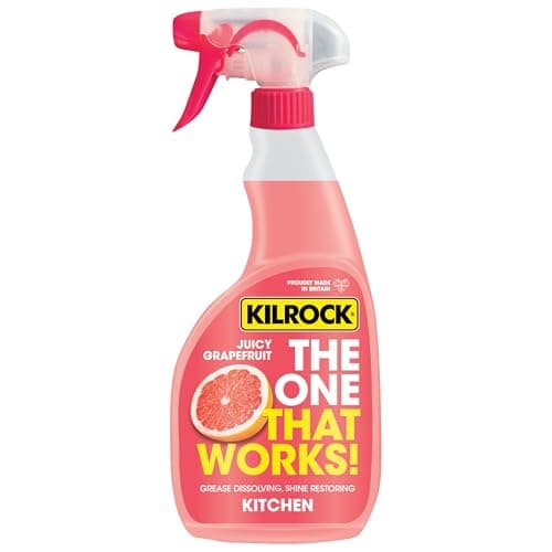 Image of Kilrock THE ONE THAT WORKS! Kitchen Cleaner Spray 750ml Juicy Grapefruit - Removes Grease, Burnt-On-Food, Smears & Smudges - Use on Kitchen Surfaces, Hobs, Cookers, Cupboards, Hoods, Splash Backs