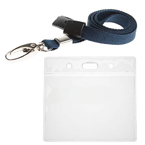 Image of ALG ID Cards | Badge Holder and Neck Lanyard with Metal Clip and Safety Release (Dark Blue Wallet)