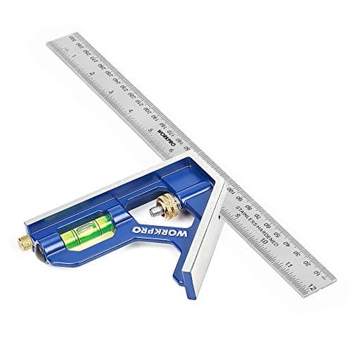 Image of WORKPRO 300 mm/12 Inch Combination Square, Engineers Set Square, Stainless Steel Angle Ruler, Adjustable Carpentry Square 45/90 Degree with Bubble Level, Measuring Tool for Engineer Carpenter