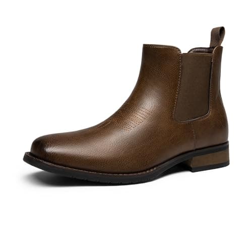 Image of Bruno Marc Men's Chelsea Ankle Western Cowboy Boots Classic Comfort and Fashion Shoes,Size 9.5,Brown-Pu,BMUMAB2402