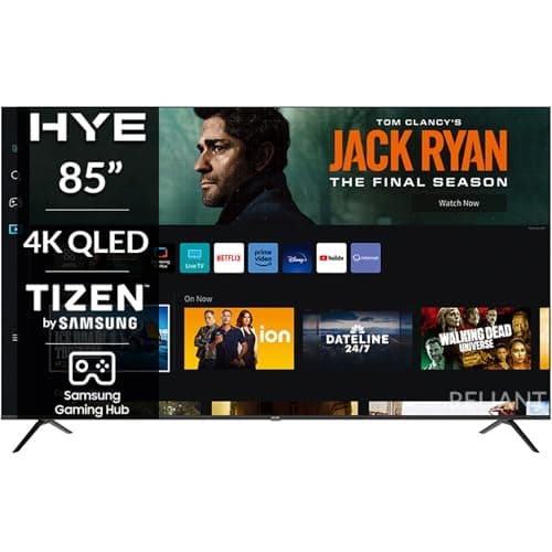 Image of HYE TV - Smart TV, 85" Screen Size, 4K Resolution, QLED Technology, Apple AirPlay, Samsung Tizen OS & Gaming Hub, Versatile Connectivity, Black, Perfect For Streaming, Gaming & Entertainment