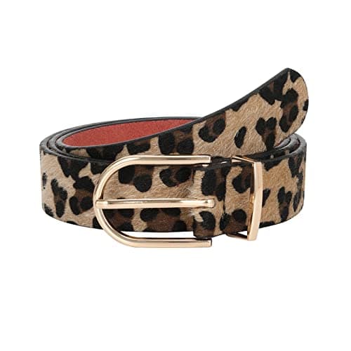 Image of JASGOOD Leopard Print Leather Belt for Women Jeans Pants PU Leather Waist Belt for Dresses,Leopard Print