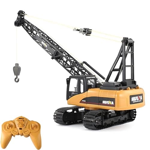 Image of RLS Huina 1572 RC Crawler Crane 1:14 Scale Construction Vehicle Toy, 2.4GHz 15CH Remote Control Excavator Truck with Grab, 680° Rotating Cab, Alloy Metal Parts, Lights & Music