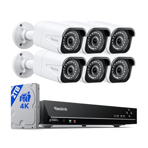 Image of Reolink 4K PoE CCTV Security Camera Systems with Person/Vehicle Detection, 8CH NVR with 2TB HDD, 6pcs 8MP Outdoor PoE IP Cameras, 24/7 Recording, Night Vision, Home Surveillance Kits, RLK8-800B6