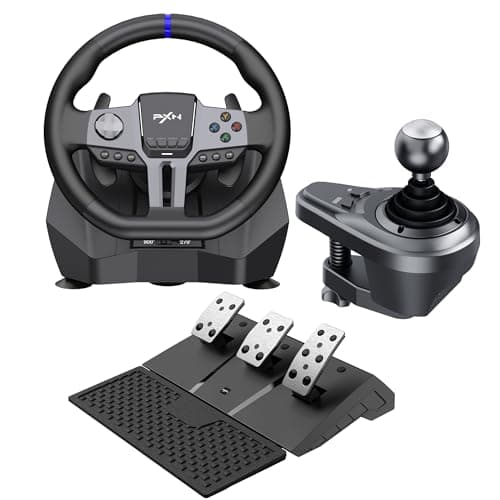 Image of PXN Racing Wheel, V9 Gen 2 PC Steering Wheel with Pedals and Shifter, Hall Sensor, Dual Vibration, Magnetic Steering Wheel for PC, PS4, Xbox One, Xbox Series X|S