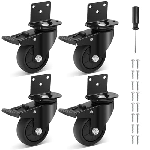 Image of Humagineer 75mm TPR L-Mounting Plate Heavy Duty Castors, Swivel Rubber Furniture Castor, Quiet and Smooth and Floor Protecting, Load Capacity 450kg, Suitable for Limited Installation Space, Set of 4
