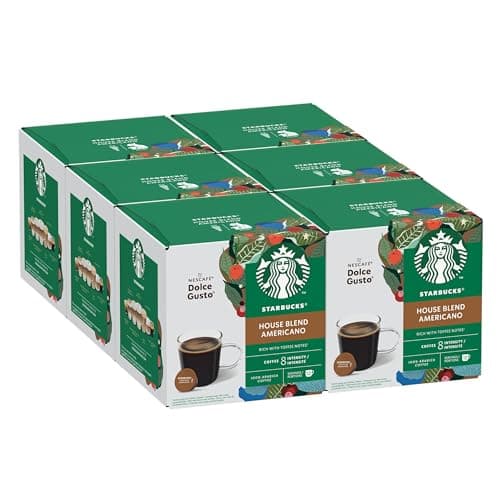 Image of STARBUCKS Americano House Blend Medium Roast Coffee Pods by Dolce Gusto - 72 Coffee Americano Pods (6 packs) | Sold by Bargain Hub