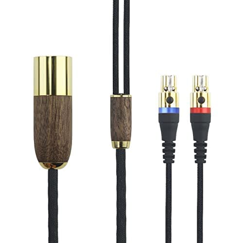 Image of 4-pin XLR Balanced Cable Compatible with Audeze LCD-2, LCD-4, LCD-3, LCD-X, LCD-XC, MM-500 Headphone Upgrade Replacement Audio Cable 7N OCC Copper Silver Plated Cord Walnut Wood Shell