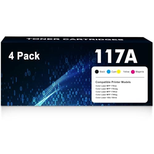 Image of 117AToner Cartridges Replacement for HP 117A 117 for HP Color Laser MFP 178nw 179fnw 150nw 150a 178nwg 179fwg 178 179 150 W2070A W2071A W2072A W2073A 117A Ink (4-Pack, Black Cyan Yellow Magenta)