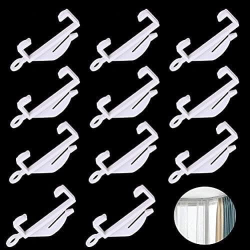 Image of 50 PCS Curtain Hooks, White Plastic Curtain Track Hooks Gliders Rail Sliding for Track Window Shower