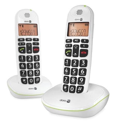 Image of Doro DECT Cordless Telephone Big Button White Twin Pack PHONEEASY 100WD
