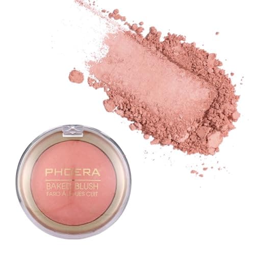 Image of Phoera Baked Powder Blush – Richly Pigmented & Buildable, Multi-Tonal Mineral Blush for a Youthful Glow, Satin & Shimmery Shades, Available in 6 Shades (203 Ethereal, One Size)