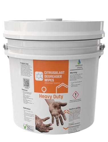 Image of CitrusBlast Heavy Duty Degreaser Wipes, Industrial Cleaning Wipes for Grease and Oil 5 Litre