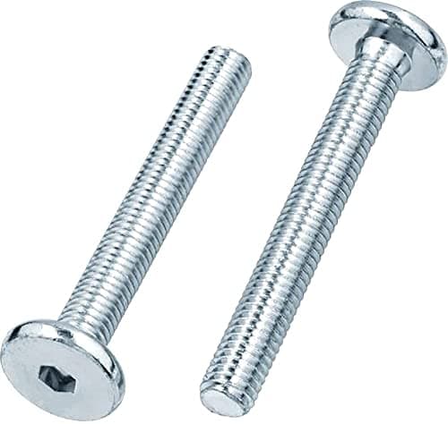 Image of M6 (6mm x 40mm) Silver Flat Head Furniture Screw Hex Drive Socket with Metric Thread Fully Threaded Furniture Bolts for Furniture Cots Beds Crib and Chairs (Pack of 12) C10C