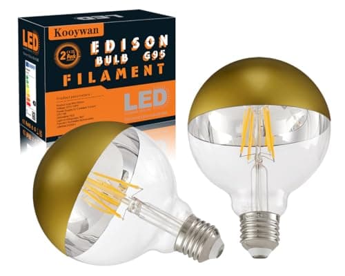 Image of KOOYWAN 8W E27 Copper Gold Crown Light Bulb-Dimmable Decorative LED Edison Bulb Mirror Tipped Reflected Light 2700K Warm White
