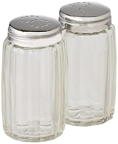 Image of IBILI 768715 Salt & Pepper Shaker Set Small, Stainless Steel, Silver/Transparent, 9 x 8 x 4 cm