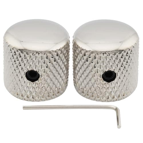 Image of Musiclily Pro 1/4" Steel Fine Knurled Dome Knobs Universal Fitting Control Knobs with Set Screw for Electric Guitar or Bass, Nickel (Set of 2)