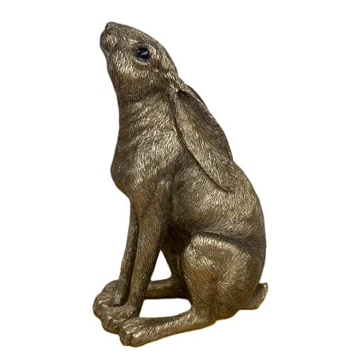 Image of Animal Crackers Leonardo Moongazing Hare bronze effect figurine from the Reflections Bronzed range, comes in a Leonardo quality gold gift box, height 18cm