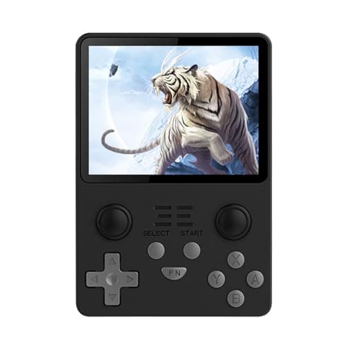 Image of RGB20S Handheld Retro Game Console Pow Kitty Handheld Arcade Game with Built-in 16+64G Card & 15000 Games, 3.5 Inch IPS Screen Game Player (Black)