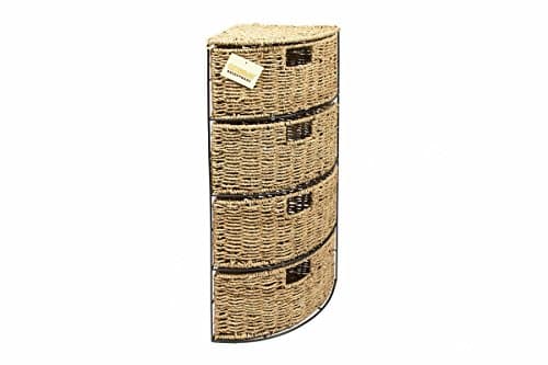Image of WoodLuv 4-Drawer Corner Seagrass Storage Bathroom Bedroom Tidy cabinet Unit